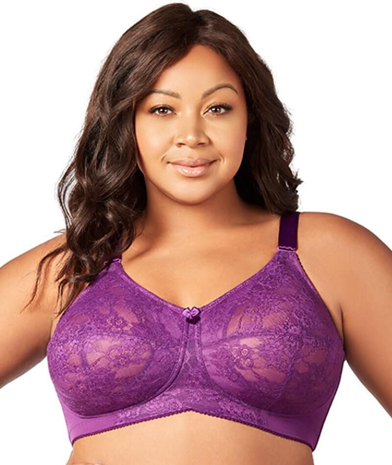Elila Embroidered Lace Non-Underwired Bra - Aubergine Bras 14C Aubergine